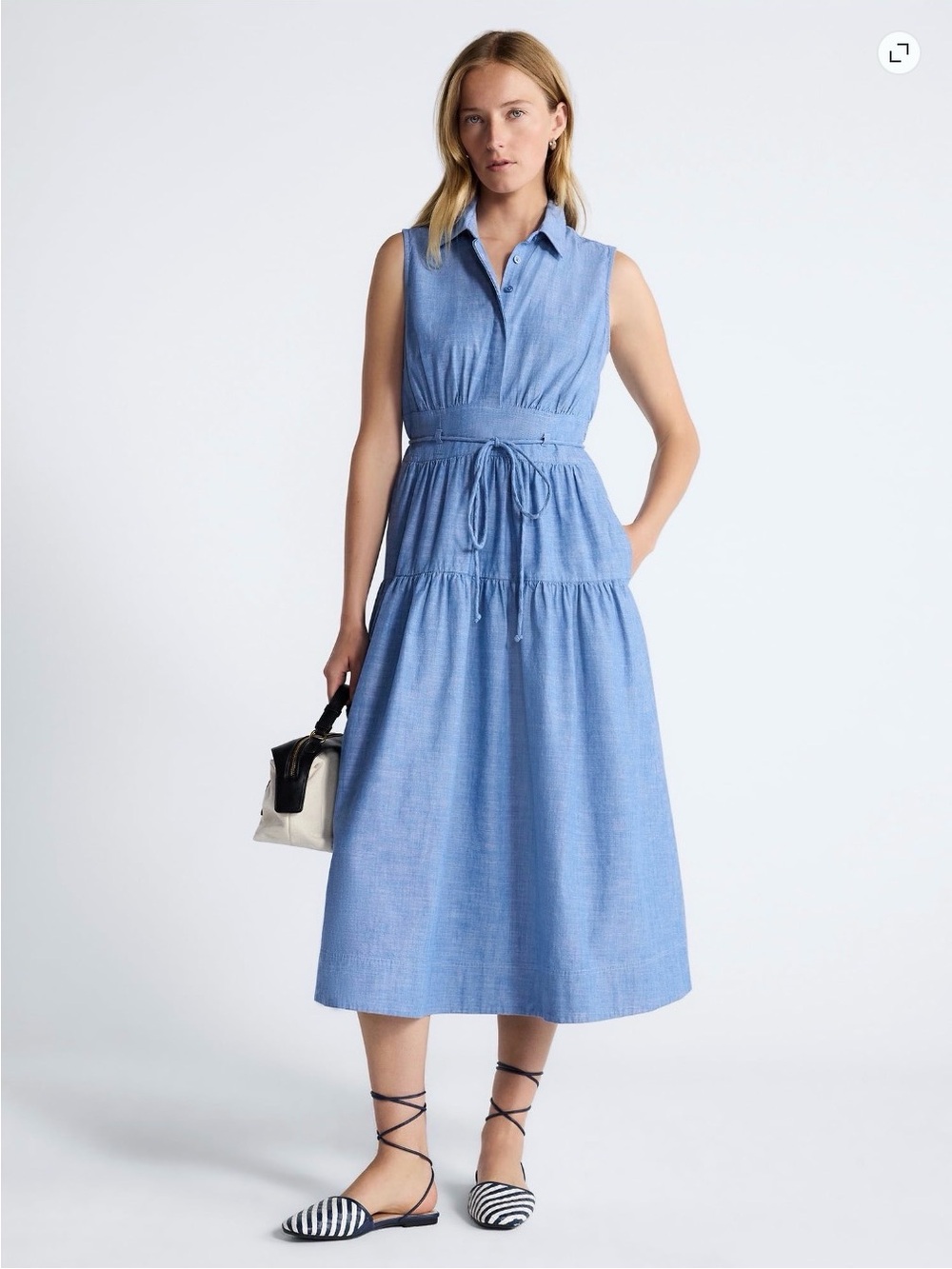 Free Assembly Women’s Sleeveless Cotton Maxi Shirtdress w/ Belt